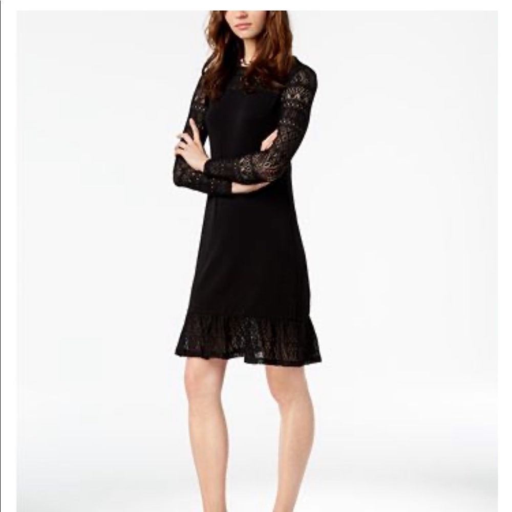 Michael Kors Pointelle Trim Flounce Dress